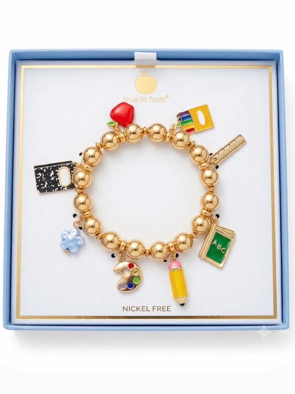 NWT ⚜️♥️⚜️ True To Form School Themed Gold Charm Bracelet